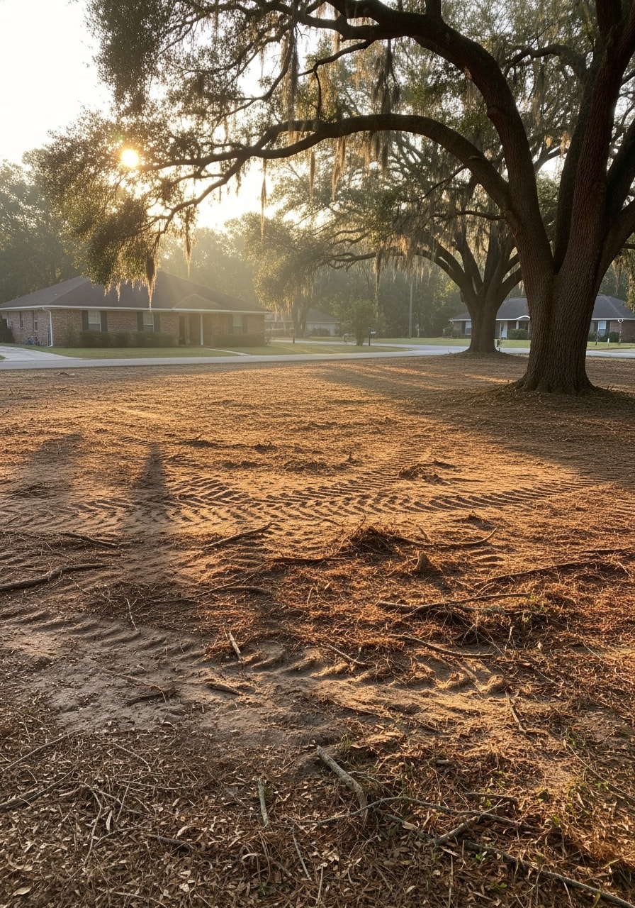 Professional service technician working on a Ridgeland property exterior.